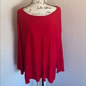 Lane Bryant Red Bell Sleeve Pullover Sweater Modern Office Work Event Boho